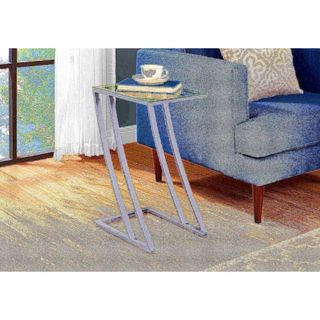 Monarch Specialties Accent Table - Silver Metal With Tempered Glass I 3090